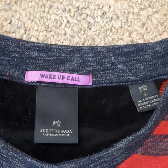 Scotch & Soda Men's Red Gray Nautical Stripe Crew Neck Cotton Sweatshirt Large - Picture 7 of 8